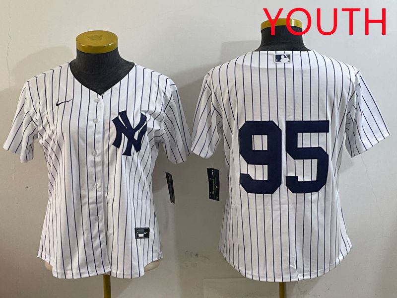 Youth New York Yankees #95 No Name White Stripe Game 2025 Nike MLB Jersey style 2->youth mlb jersey->Youth Jersey